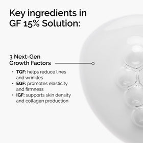 The Ordinary GF 15% Solution bottle staged with moisturizer and cleanser to show routine compatibility
