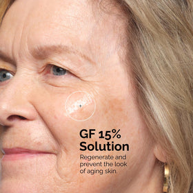The Ordinary GF 15% Solution dropper releasing lightweight serum, showing smooth texture and absorption
