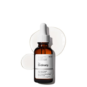 The Ordinary marula oil front bottle showing minimalist packaging and purity benefit