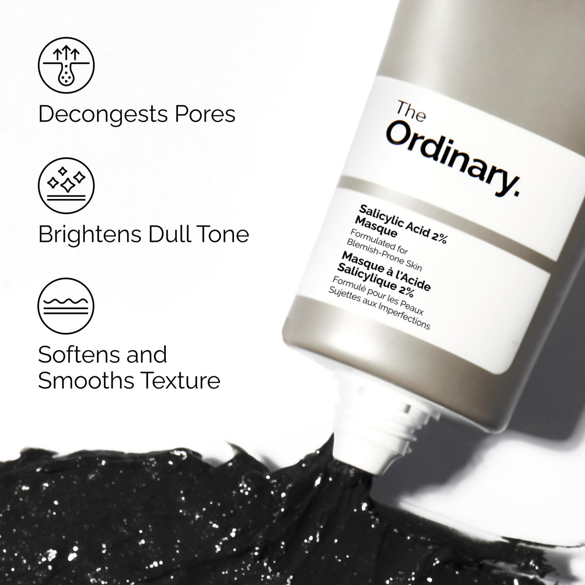 Application of The Ordinary masque on cheek demonstrating targeted pore cleansing