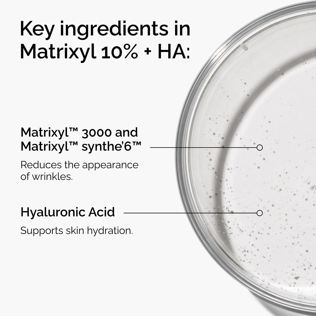 The Ordinary Matrixyl dropper dispensing a droplet, precise application and control