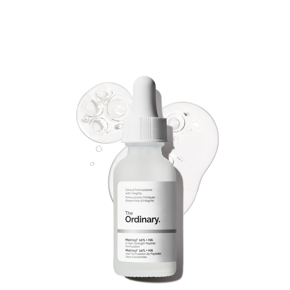 The Ordinary Matrixyl front packaging showing bottle and label, clear anti-aging serum