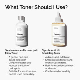 The Ordinary bottle beside nighttime skincare products, suggests evening use