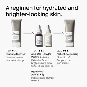 The Ordinary peel beside a ruler showing 1 fl oz size for easy scale and dosage benefit