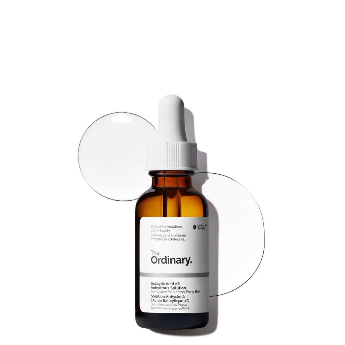 The Ordinary front packaging showing bottle and label, clarifying active benefits