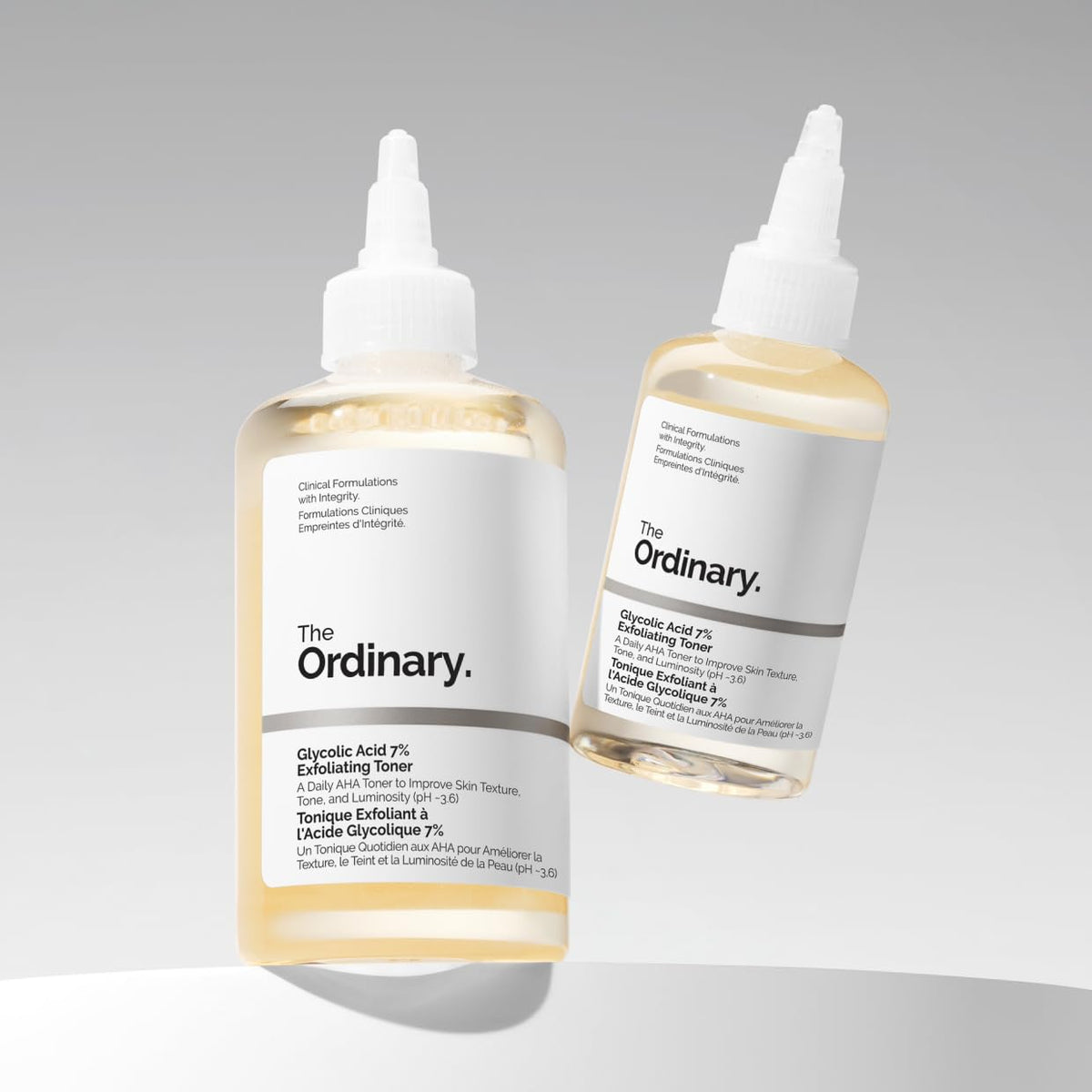Size comparison showing The Ordinary 3.4 fl oz bottle for scale and travel-friendly benefit