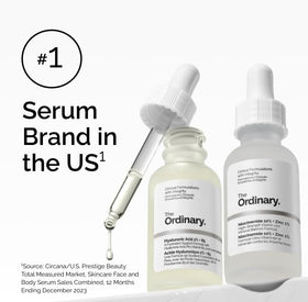 The Ordinary serum on a bathroom shelf in a routine scene illustrating daily use benefit