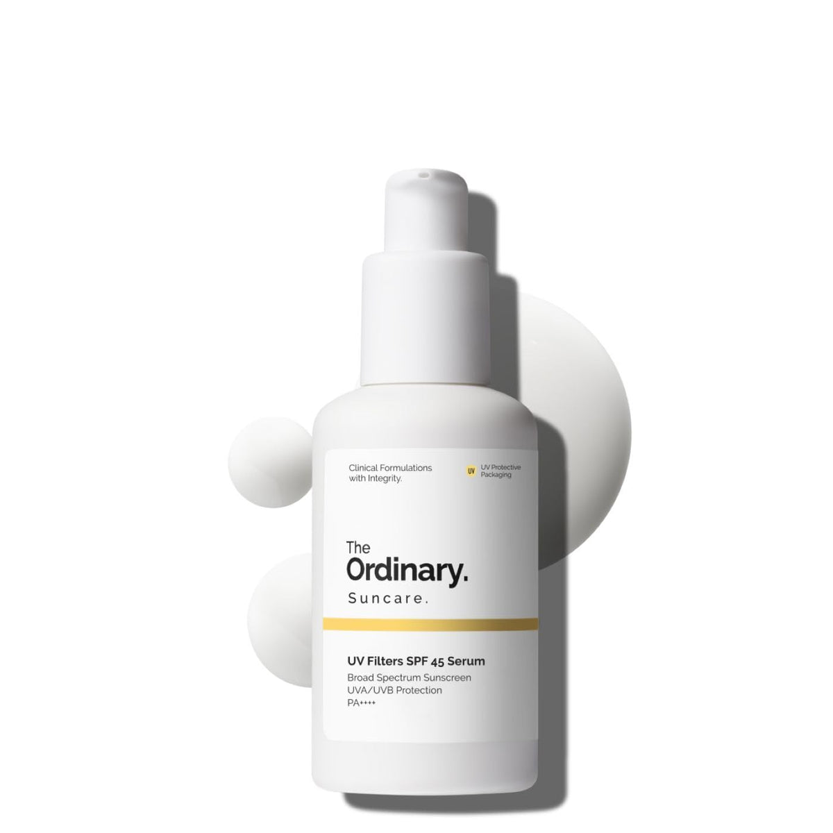 The Ordinary front packaging showing SPF 45 and travel size benefit