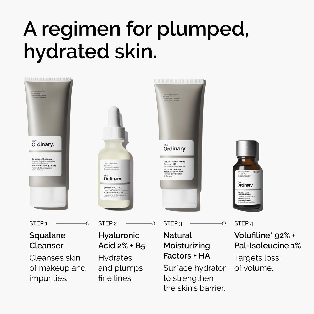 The Ordinary pipette with Volufiline drop highlighting active ingredient and visible lift benefit