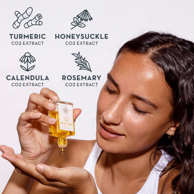 The Organic Skin Co. oil texture close-up showing lightweight absorption benefit