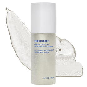 The Outset front packaging shows 5 fl oz bottle and clean design, gentle cleansing benefit