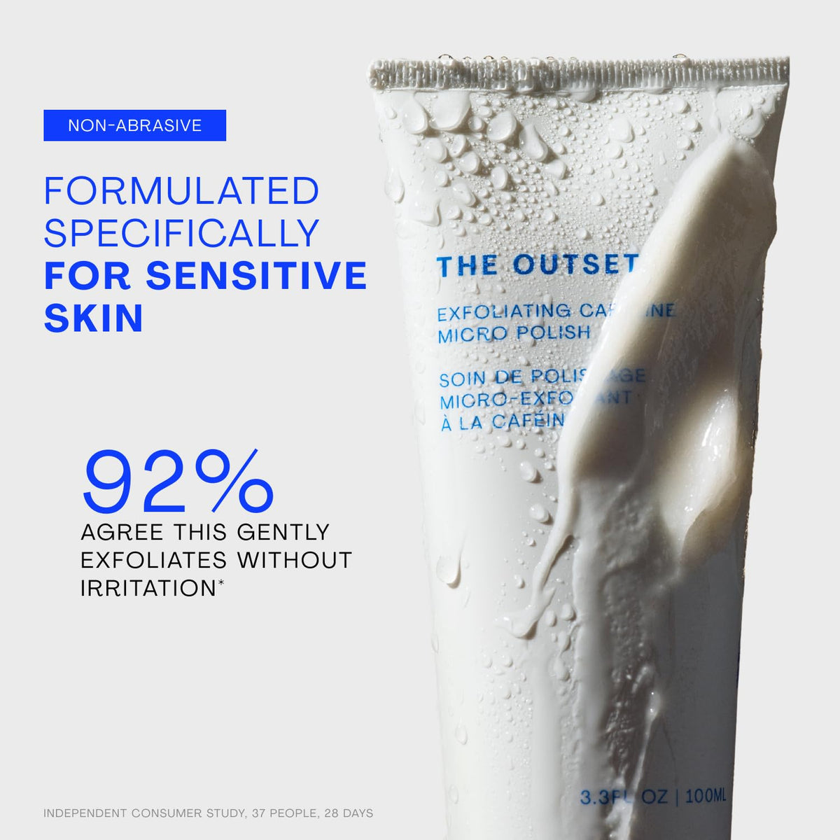 The Outset bottle held in hand to show true 3.3 fl oz size and portability