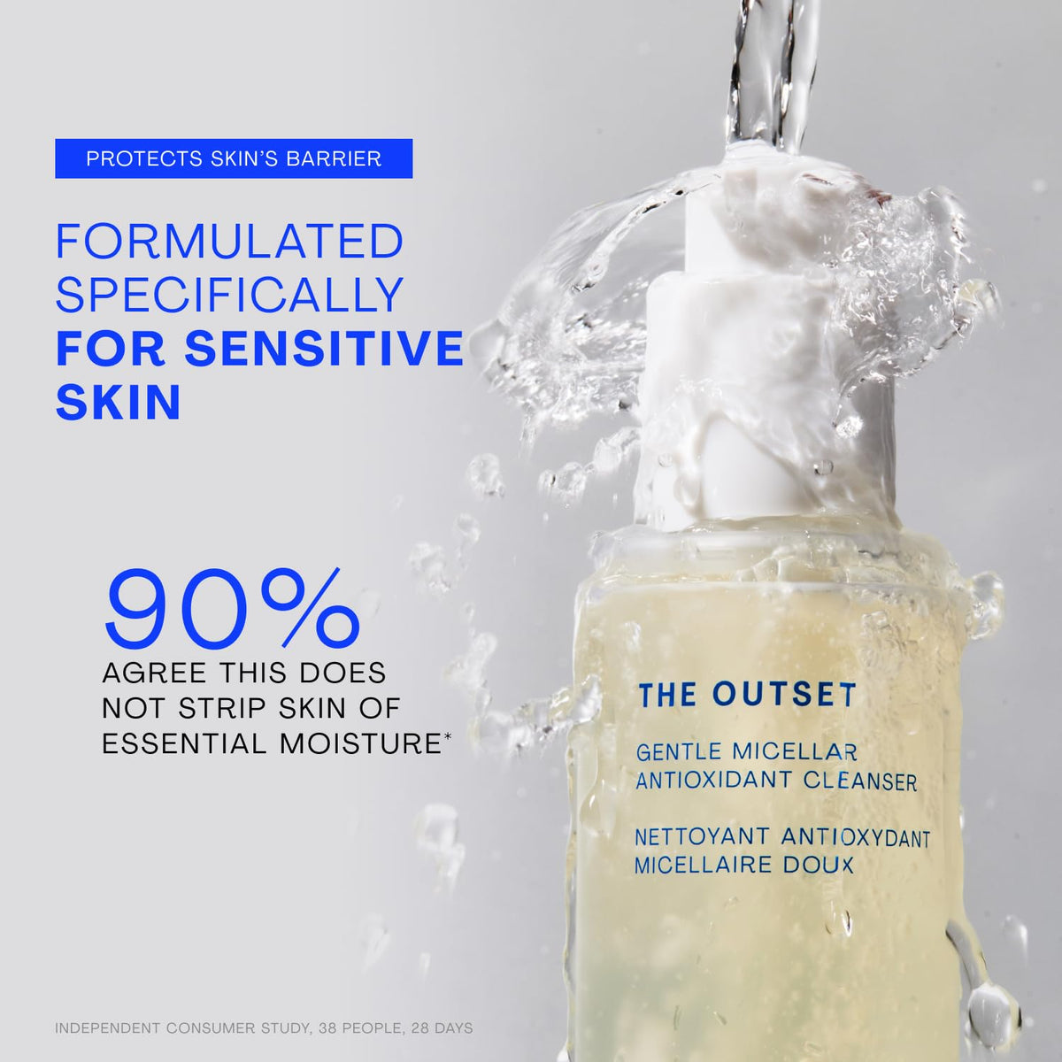 Using The Outset to remove eye makeup gently without rubbing for less irritation