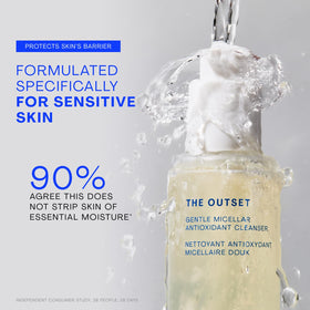 Using The Outset to remove eye makeup gently without rubbing for less irritation