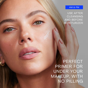 The Outset serum being smoothed onto face in morning routine for prep