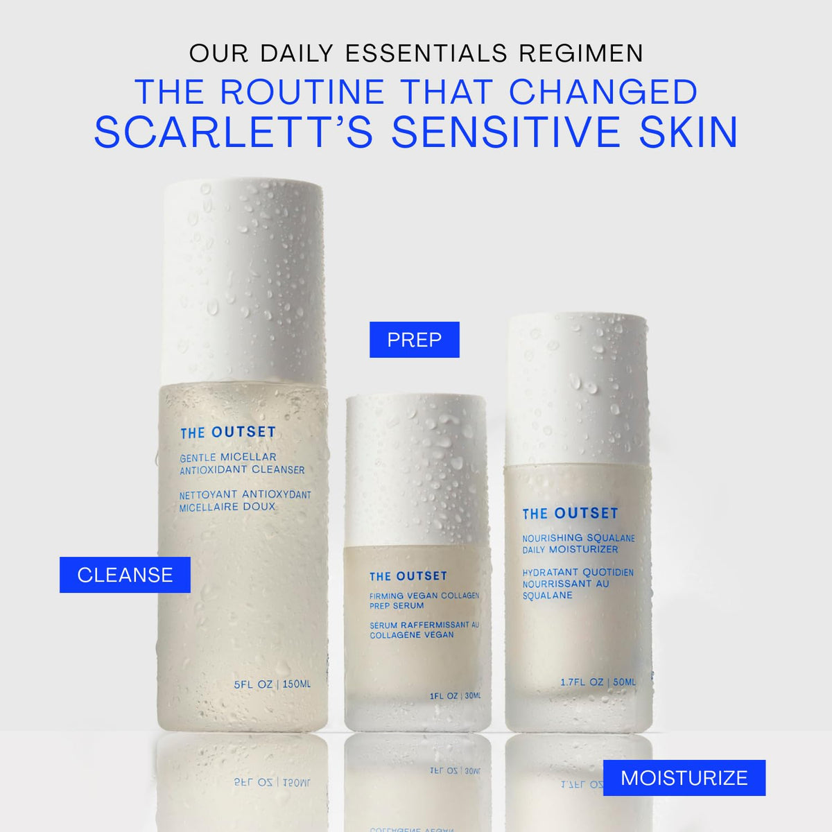 The Outset serum applied to neck showing hydrating and smoothing effect