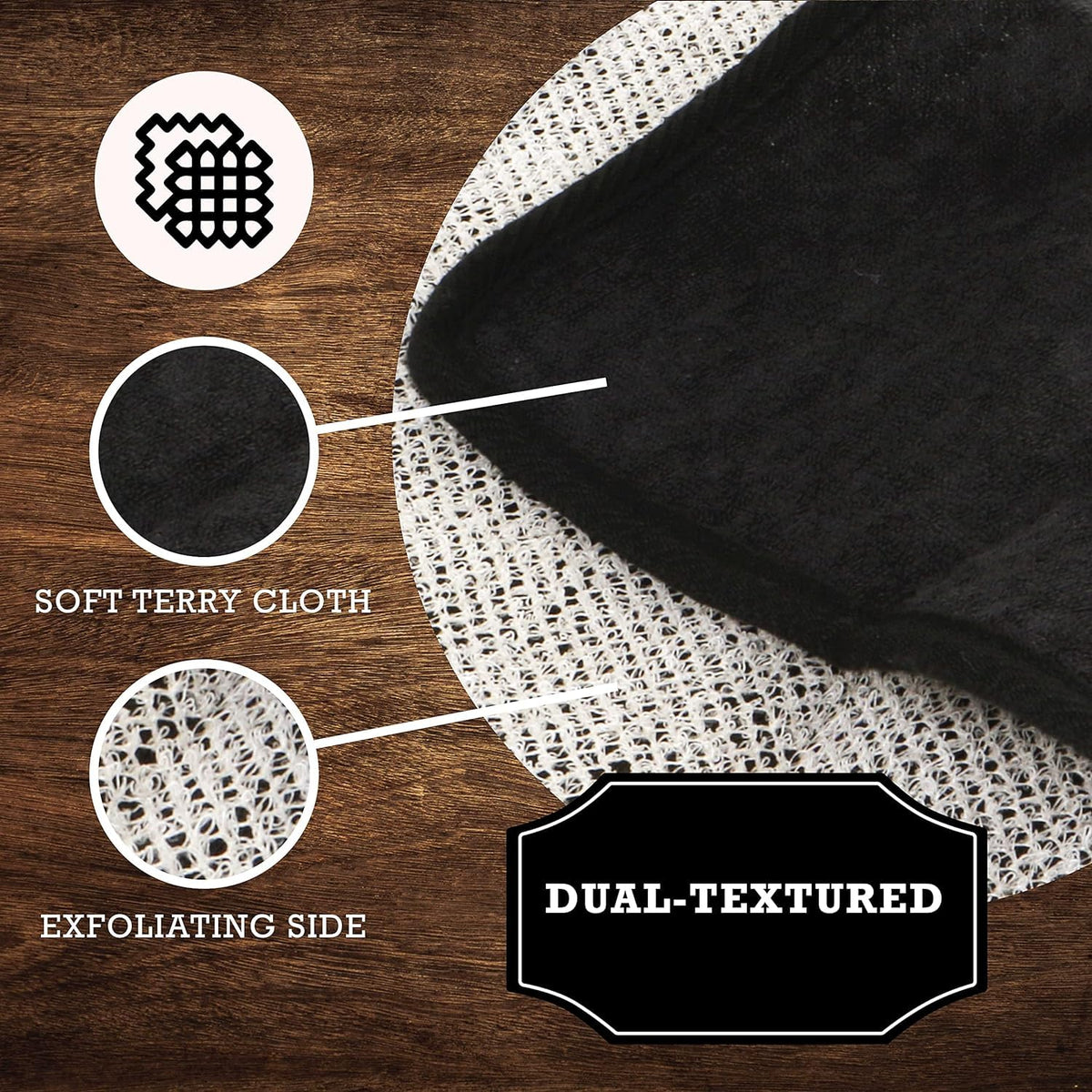 The Rustic Man wash cloth held in hand to show actual size and easy handling benefit