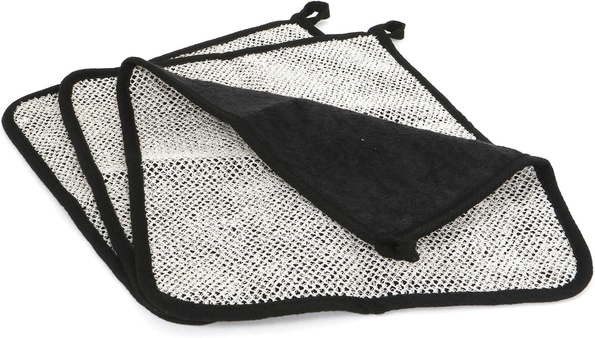 The Rustic Man pack of wash cloths in a travel bag illustrating compact portability benefit