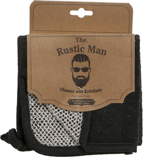 The Rustic Man wash cloth creating thick lather with cleanser showing efficient foam building benefit