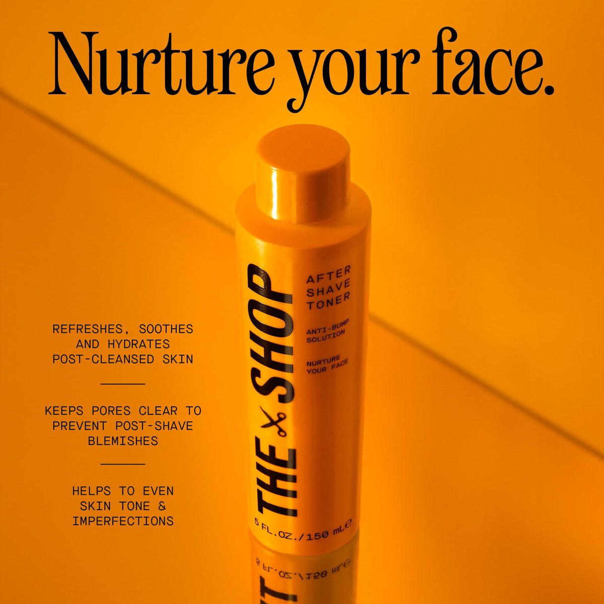 The Shop aftershave toner applied onto hand demonstrating cooling feel and immediate comfort