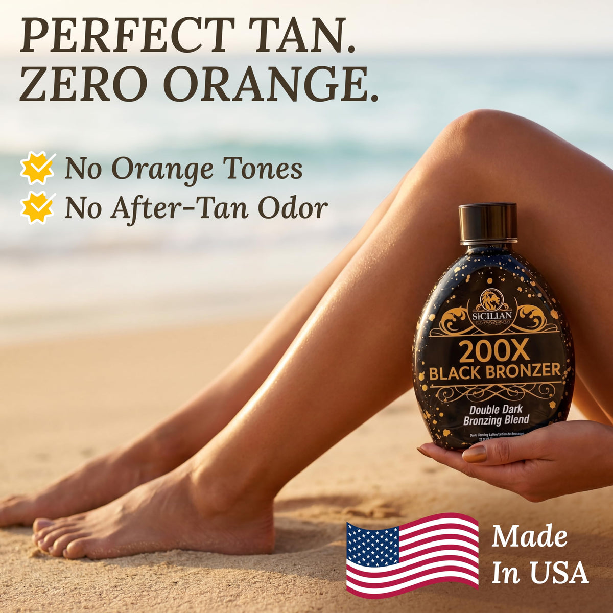 The Sicilian before and after legs showing deeper natural-looking tan