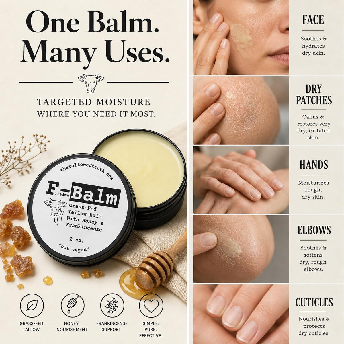 The Tallowed Truth close-up texture of creamy balm illustrating smooth spreadability