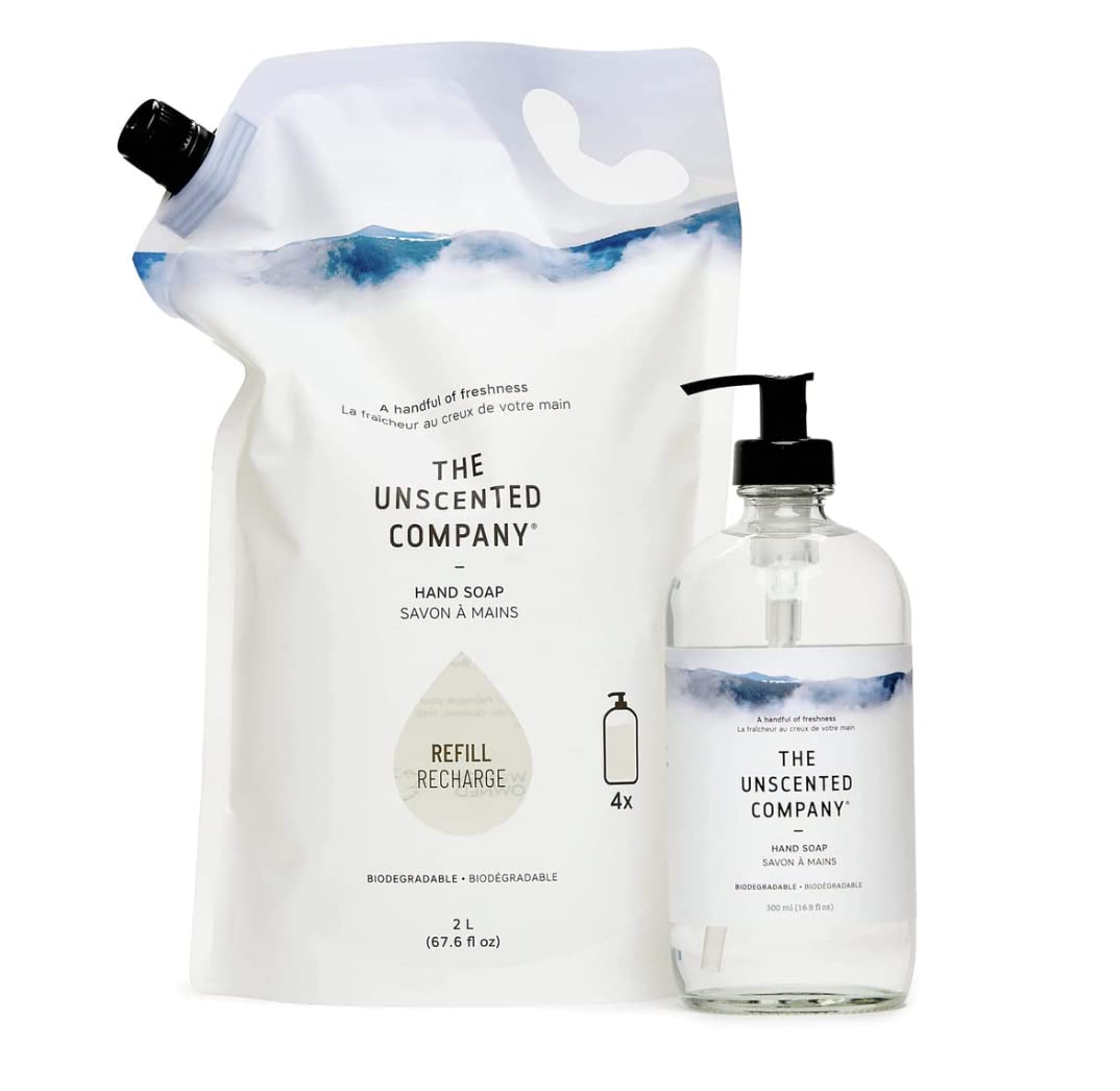 Foamy lather from The Unscented Company hand soap in palm, showing gentle cleansing benefit