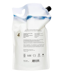 2 L The Unscented Company refill pouch beside single pump bottle for size and waste reduction