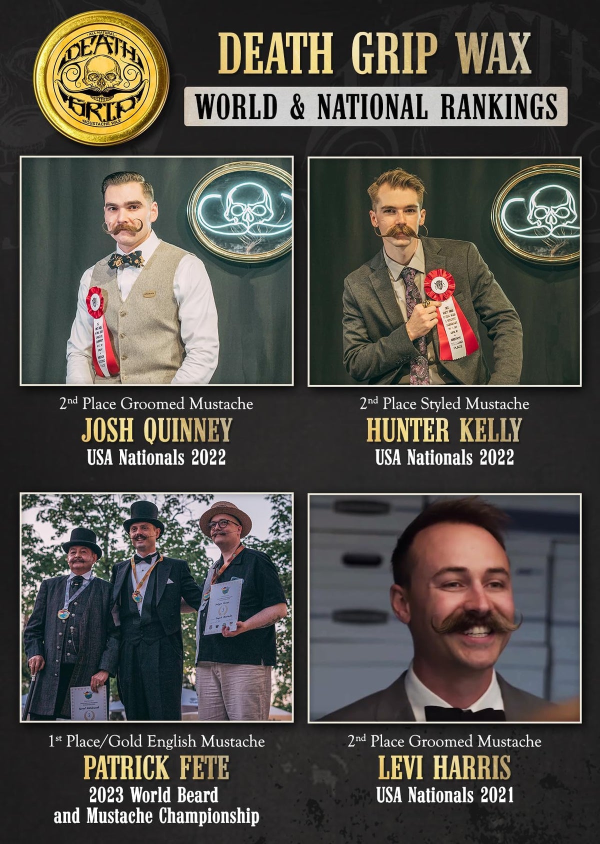 THE VINTAGE GROOMING CO. moustache styled with hairdryer showing heat-activated set