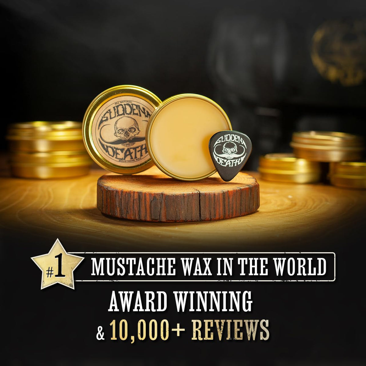 THE VINTAGE GROOMING CO. ingredients display with beeswax jar highlighting natural formula
