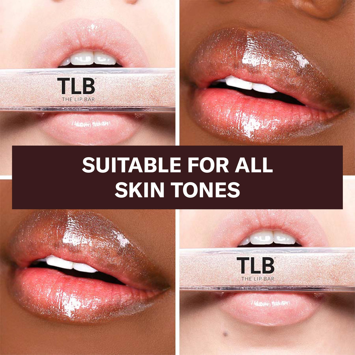 Close-up texture of The Lip Bar gloss showing smooth shimmer and non-sticky finish