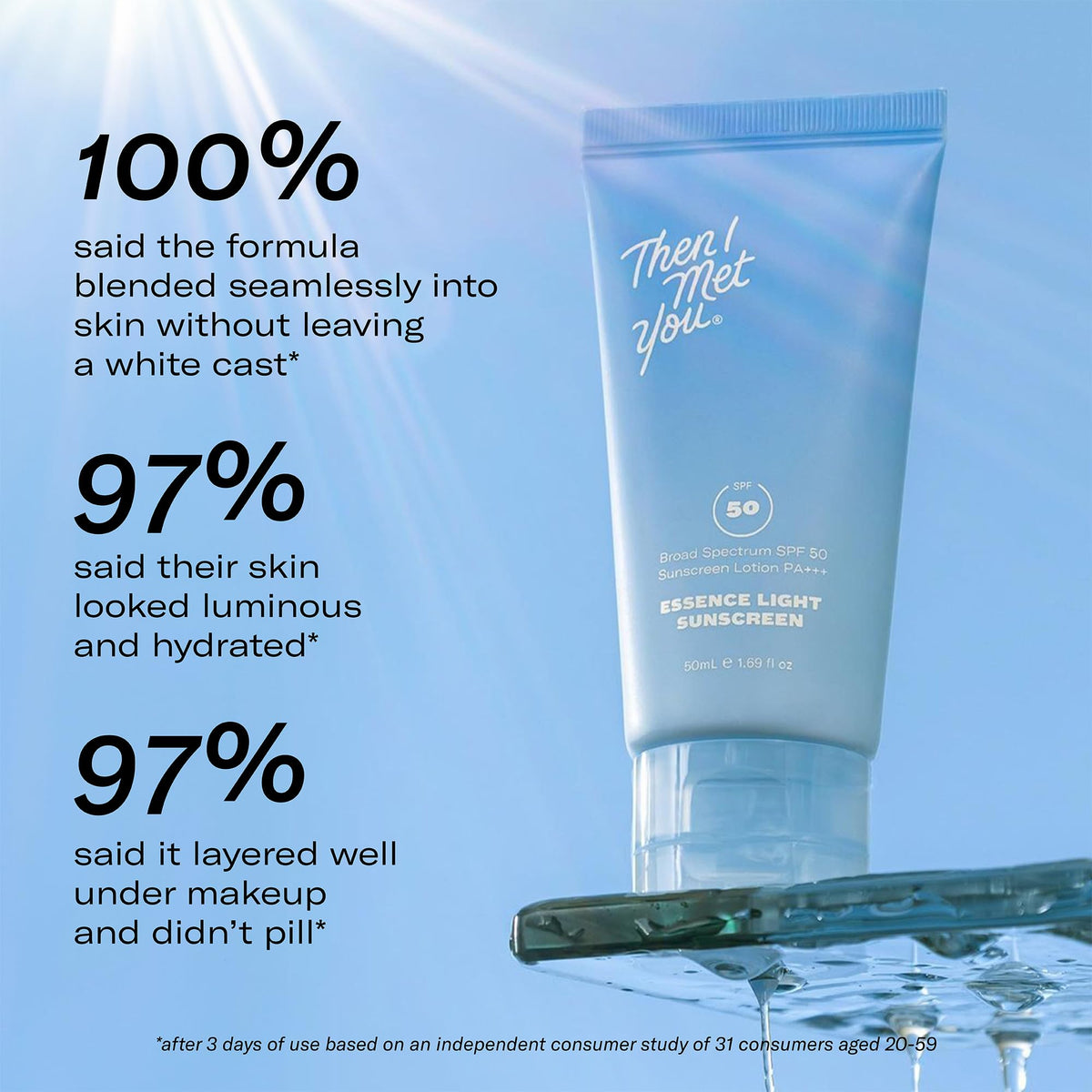 Then I Met You sunscreen being blended on skin showing no white cast benefit