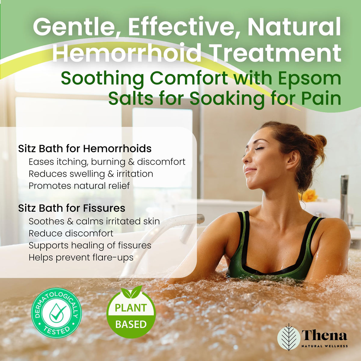 THENA jar styled on vanity to suggest relaxing self-care and spa-like comfort