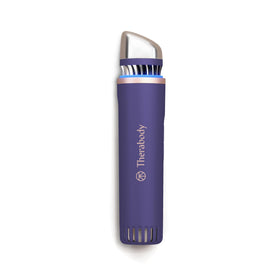 TheraFace depuffing wand front view showing sleek indigo finish and compact design benefit: easy storage