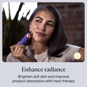 TheraFace wand used under-eye to demonstrate depuffing action and reduce puffiness quickly
