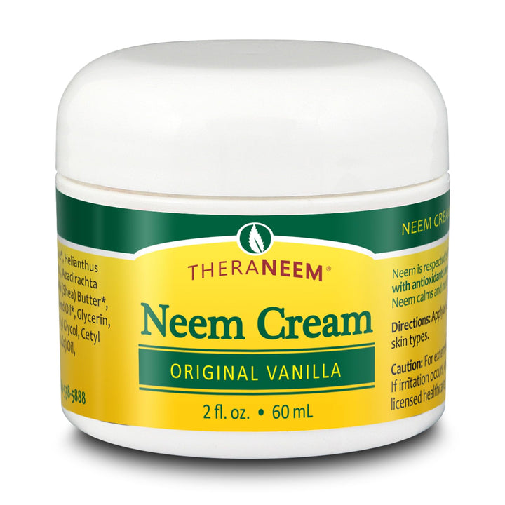 TheraNeem jar front view showing label and benefits for moisturized skin