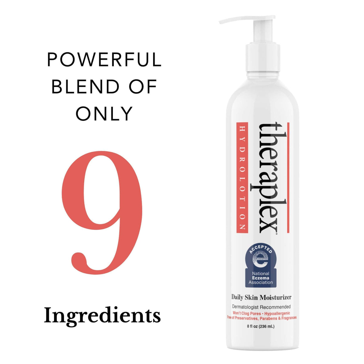 Theraplex ingredient label close-up emphasizing nine-ingredient list