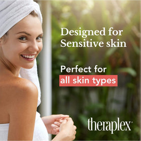 Theraplex bottle in calm lifestyle scene conveying gentle skincare