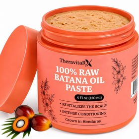 THERAVITARX bottle front view showing organic Batana oil benefits