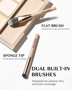 THESAEM dual-ended brush detail showing flat brush and sponge tip for precise application