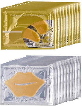 Theshiry gold packaging front view showing full collagen mask set benefit hydration