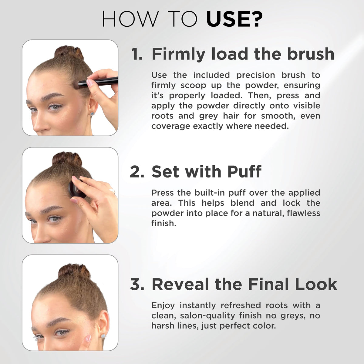 Thick Fiber precision brush close-up for accurate root and hairline application