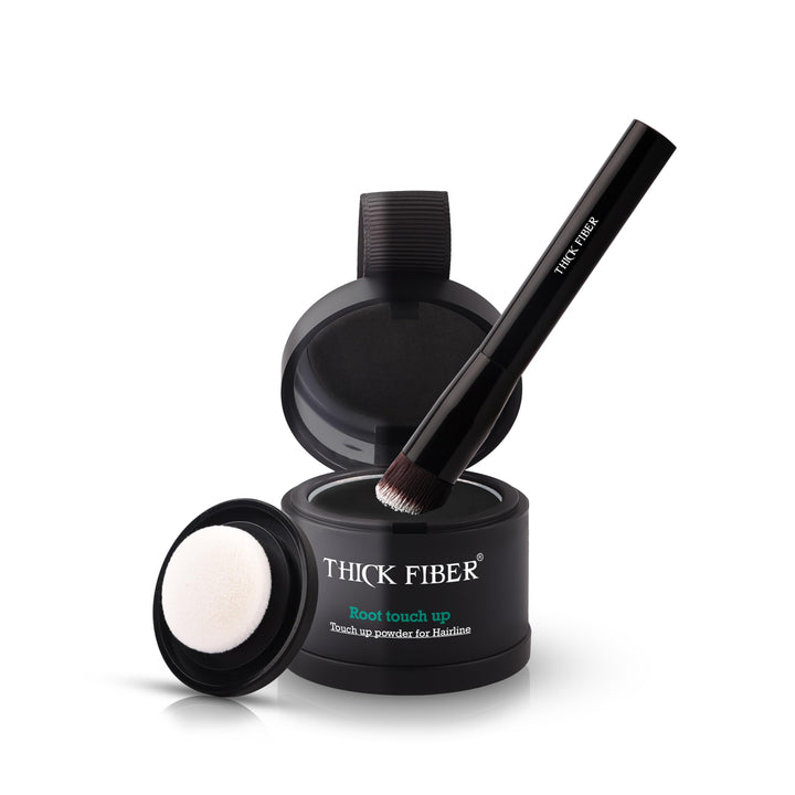 THICK FIBER front packaging showing compact kit and brush for instant coverage