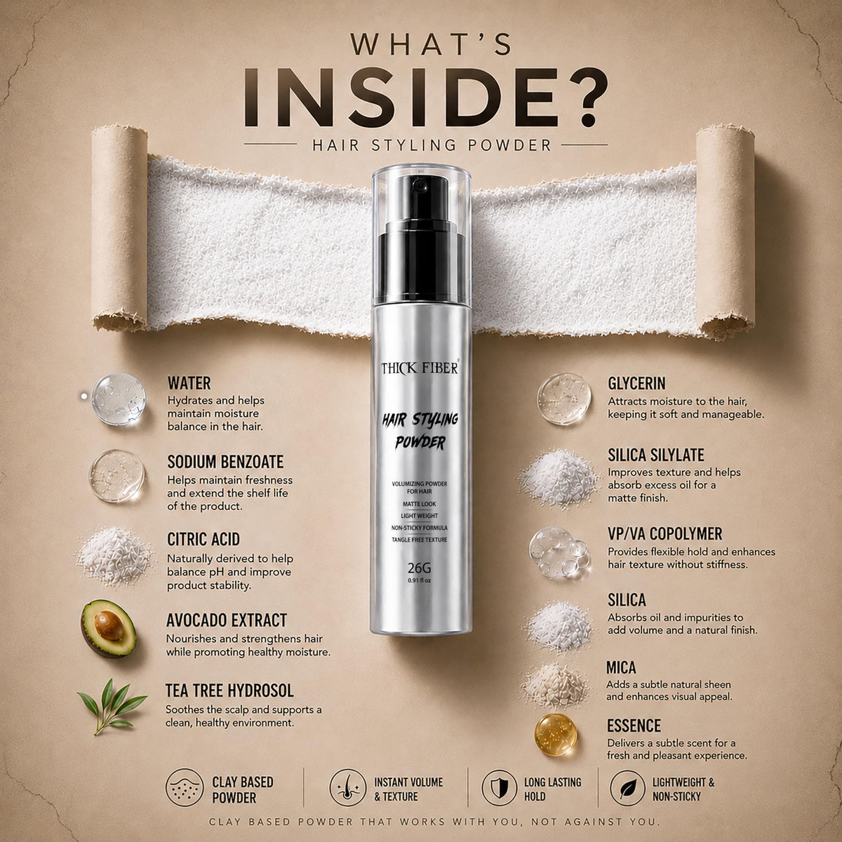 Thick Fiber used in morning routine for fast refresh and matte finish