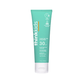 THINK kids front packaging showing clear SPF 30 lotion and benefits