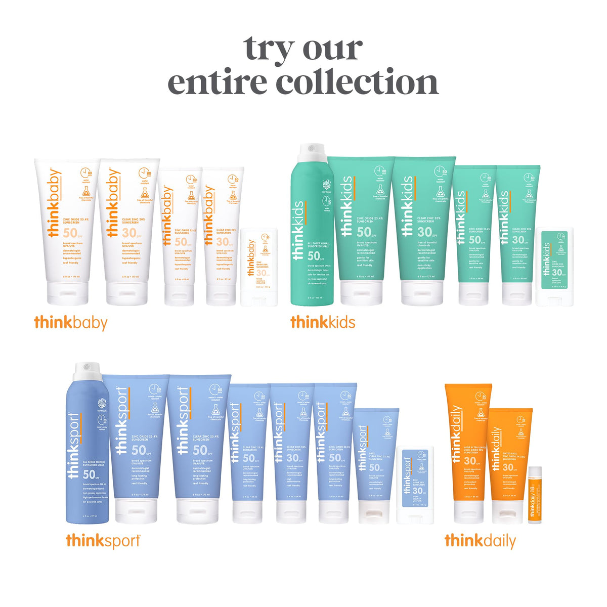 THINK 3oz tube beside pool illustrating travel-friendly, water-resistant sunscreen