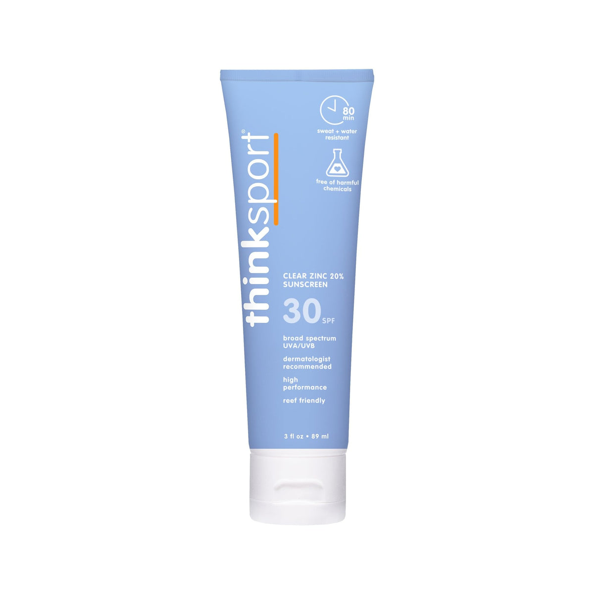 THINK front packaging showing SPF 30 and sport claims for active protection