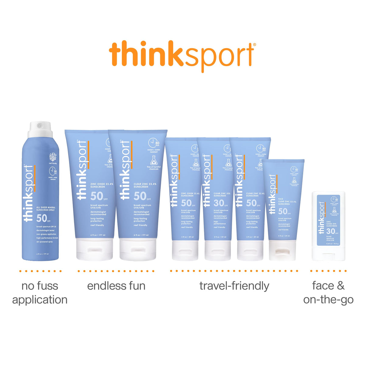 THINK thinksport label close-up highlighting clean ingredients and zinc oxide benefit
