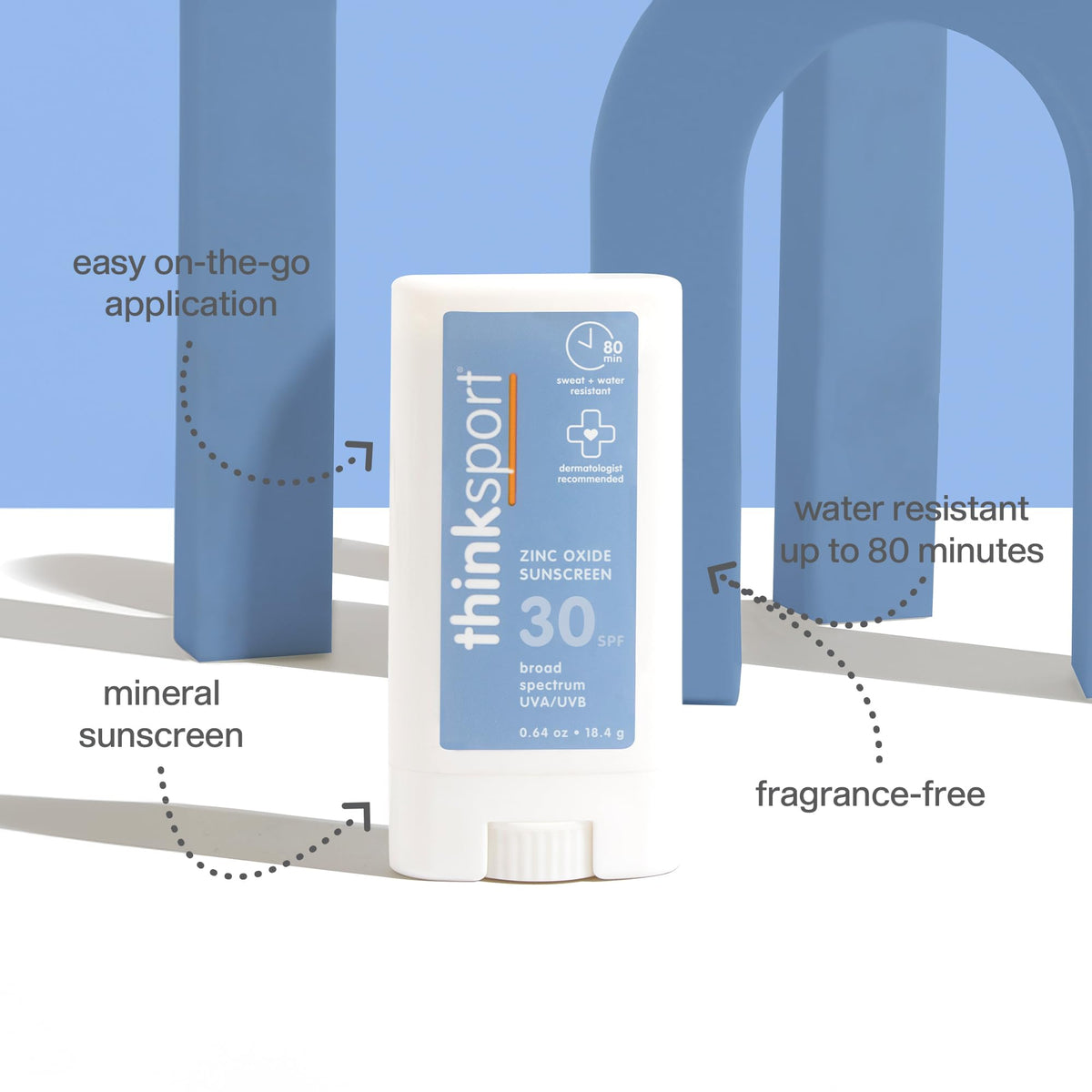 THINK thinksport stick close-up texture showing smooth zinc oxide finish benefit