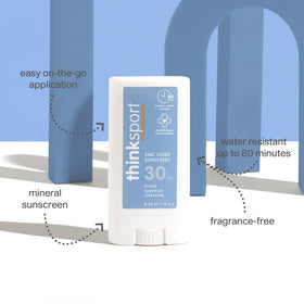 THINK thinksport stick close-up texture showing smooth zinc oxide finish benefit